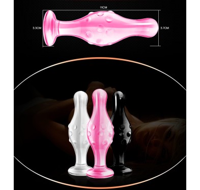 Szklane dildo analne z wypustkami 3 kolory 11,5 cm